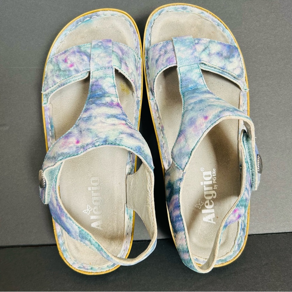 ALEGRIA Kendra Impressionista Leather Slip-On Comfort Slingback Sandals EU Sz 38